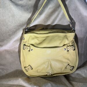 B. Makowsky Yellow Leather Hobo Shoulder Bag